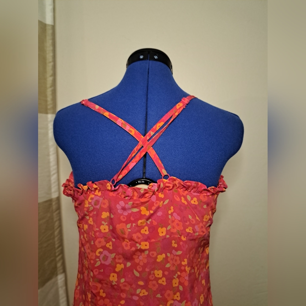 Express Pink Floral Dress Size 8 Spaghetti Summer Sundress Straps EUC Vacation - Picture 4 of 13